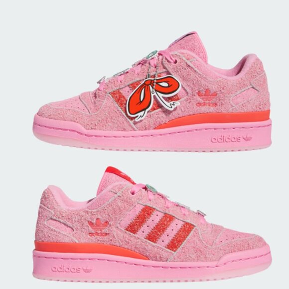 NEW ADIDAS FORUM LOW CL THE GRINCH SHOES in Pink and Red NIB Holiday SALE - Picture 5 of 10